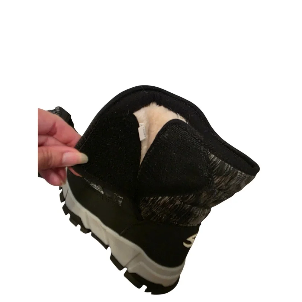 Hobibear Kids Snow Boots Black Grey Faux Fur Lined Winter Size 2